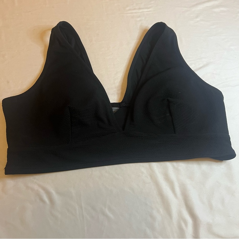 Old Navy Black Longline V-Neck Bikini Swim Top 2X Plus Size Swimwear Beach
